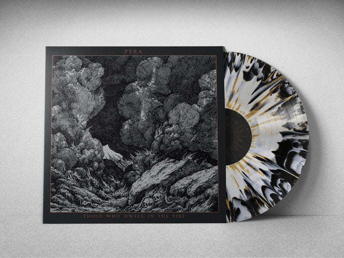 Title: Those Who Dwell in the Fire (Opaque White / Black Swirl / Gold Splatter) (Pre-order)