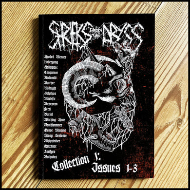 Publisher: Cult Never Dies - Title: SHRIEKS FROM THE ABYSS Collection: Issues 1, 2 & 3 fanzine book